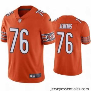 Bears 76 Teven Jenkins Orange Stitched NFL Limited Rush Jersey