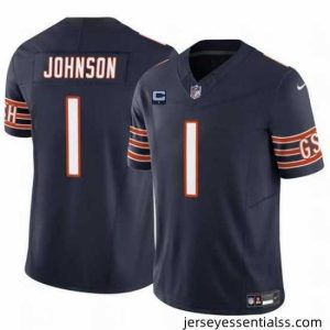 Chicago Bears 1 Jaylon Johnson Navy 2024 F.U.S.E  With 1 Star C Patch Vapor Untouchable Limited Stitched Football Jersey