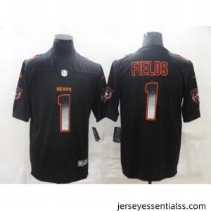 Chicago Bears 1 Justin Fields Black Smoke Fashion Limited Stitched Jersey