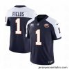 Chicago Bears 1 Justin Fields Navy White 2023 F.U.S.E  With 1 Star C PatchThrowback Limited Stitched Football Jersey