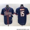 Chicago Bears 15 Rome Odunze Navy With Patch Cool Base Stitched Baseball Jersey 2