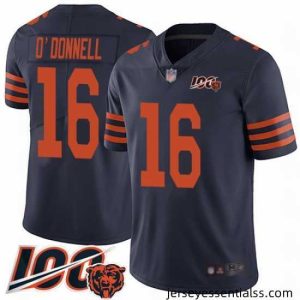 Chicago Bears 16 Pat ODonnell Limited Navy Blue Rush Vapor Untouchable 100th Season Football Jersey