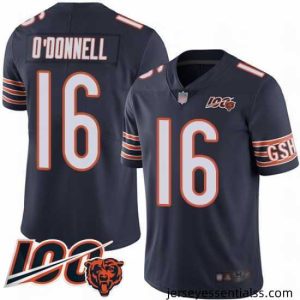 Chicago Bears 16 Pat ODonnell Navy Blue Team Color 100th Season Limited Football Jersey
