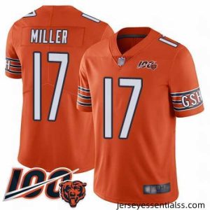 Chicago Bears 17 Anthony Miller Orange Alternate 100th Season Limited Football Jersey