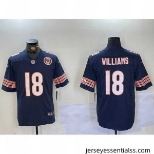 Chicago Bears 18 Caleb Williams Navy 2024 Draft F.U.S.E Vapor Stitched Football Jersey