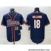 Chicago Bears 18 Caleb Williams Navy With Patch Cool Base Stitched Baseball Jersey 2