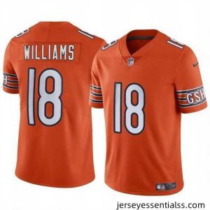 Chicago Bears 18 Caleb Williams Orange 2024 Draft F.U.S.E  Vapor Stitched Football Jersey