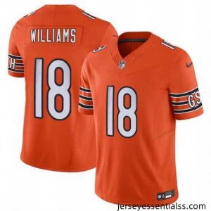 Chicago Bears 18 Caleb Williams Orange 2024 Draft F.U.S.E  Vapor Stitched Football Jersey