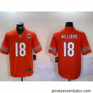 Chicago Bears 18 Caleb Williams Orange 2024 Draft F.U.S.E Vapor Stitched Football Jersey