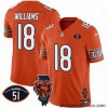 Chicago Bears 18 Caleb Williams Orange F.U.S.E  With Illinois And No  51 Patch Stitched Football Jersey