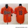 Chicago Bears 18 Caleb Williams Orange With Patch Cool Base Stitched Baseball Jersey 2