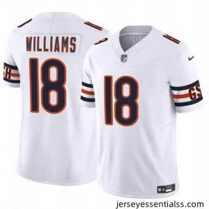 Chicago Bears 18 Caleb Williams White 2024 Draft F.U.S.E  Vapor Stitched Football Jersey