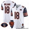 Chicago Bears 18 Caleb Williams White Navy F.U.S.E  With Illinois And No  51 Patch Stitched Football Jersey
