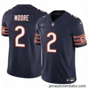 Chicago Bears 2 DJ Moore Navy 2024 F.U.S.E  With 1 Star C Patch Vapor Untouchable Limited Stitched Football Jersey
