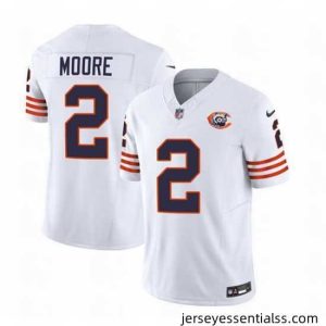 Chicago Bears 2 DJ Moore White 2023 F.U.S.E  Throwback Limited Stitched Football Jersey