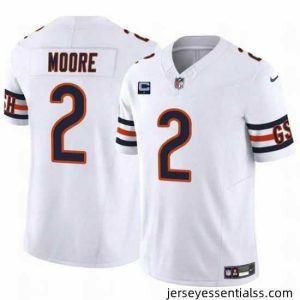 Chicago Bears 2 DJ Moore White 2024 F.U.S.E  With 1 Star C Patch Vapor Untouchable Limited Stitched Football Jersey