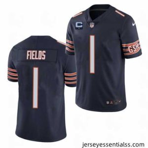 Chicago Bears 2022 #1 Justin Fields Navy With 1-star C Patch Vapor Untouchable Limited Stitched Jersey