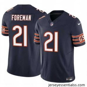 Chicago Bears 21 D'Onta Foreman Navy 2023 F.U.S.E  Vapor Stitched Football Jersey