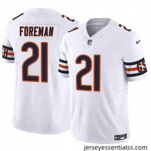 Chicago Bears 21 D'Onta Foreman White 2023 F.U.S.E  Vapor Stitched Football Jersey
