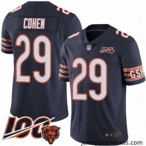 Chicago Bears 29 Tarik Cohen Navy Blue Team Color 100th Season Limited Football Jersey