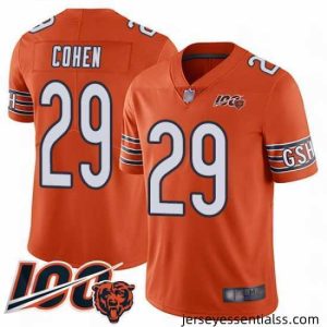 Chicago Bears 29 Tarik Cohen Orange Alternate 100th Season Limited Football Jersey