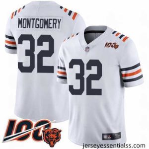 Chicago Bears 32 David Montgomery White 100th Season Limited Football Jersey