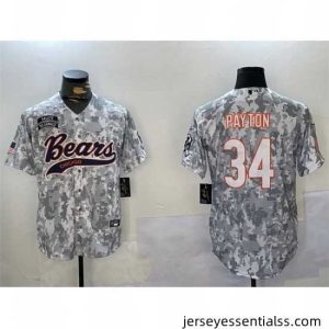 Chicago Bears 34 Walter Payton 2024 Arctic Camo Salute To Service Stitched Baseball Jersey
