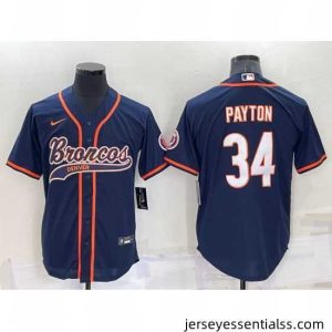 Chicago Bears 34 Walter Payton Navy Cool Base Stitched Baseball Jersey