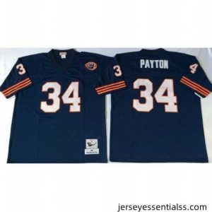 Chicago Bears 34 Walter Payton Navy M&N Throwback Jersey