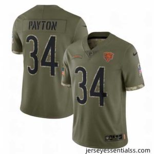 Chicago Bears 34 Walter Payton Olive 2022 Salute To Service Limited Stitched Jersey