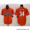 Chicago Bears 34 Walter Payton Orange With Patch Cool Base Stitched Baseball Jersey