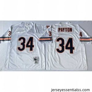 Chicago Bears 34 Walter Payton White M&N Road Throwback Jersey