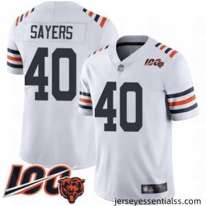 Chicago Bears 40 Gale Sayers White 100th Season Limited Football Jersey