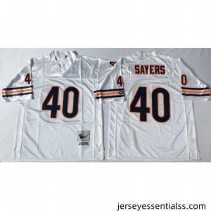 Chicago Bears 40 Gale Sayers White M&N Road Throwback Jersey