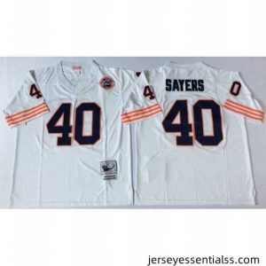 Chicago Bears 40 Gale Sayers White M&N Throwback Jersey