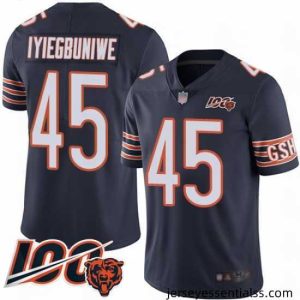 Chicago Bears 45 Joel Iyiegbuniwe Navy Blue Team Color 100th Season Limited Football Jersey