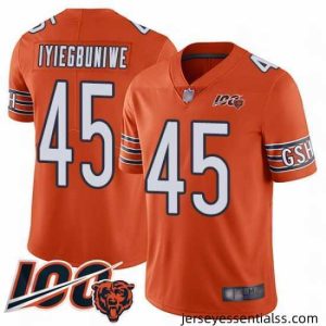 Chicago Bears 45 Joel Iyiegbuniwe Orange Alternate 100th Season Limited Football Jersey