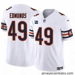 Chicago Bears 49 Tremaine Edmunds White 2024 F.U.S.E  With 2 Star C Patch Vapor Untouchable Limited Stitched Football Jersey
