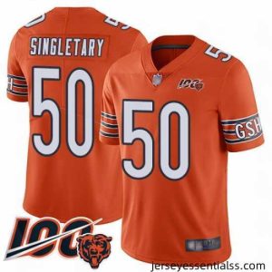 Chicago Bears 50 Mike Singletary Orange Alternate 100th Season Limited Football Jersey