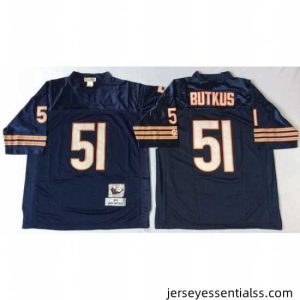 Chicago Bears 51 Dick Butkus Navy 1985 M&N Throwback Jersey
