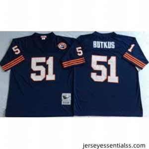 Chicago Bears 51 Dick Butkus Navy M&N Throwback Jersey