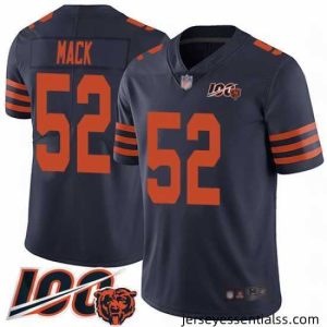 Chicago Bears 52 Khalil Mack Limited Navy Blue Rush Vapor Untouchable 100th Season Football Jersey