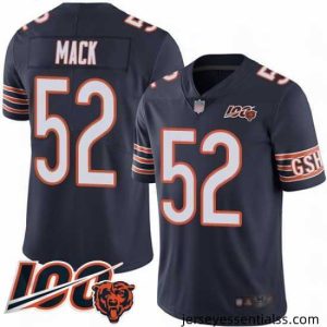 Chicago Bears 52 Khalil Mack Navy Blue Team Color 100th Season Limited Football Jersey