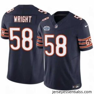 Chicago Bears 58 Darnell Wright Navy 2023 F.U.S.E  With Prem1ere Patch Vapor Untouchable Limited Stitched Football Jersey