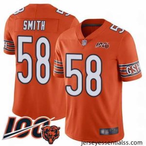 Chicago Bears 58 Roquan Smith Orange Alternate 100th Season Limited Football Jersey
