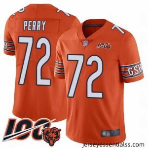 Chicago Bears 72 William Perry Orange Alternate 100th Season Limited Football Jersey