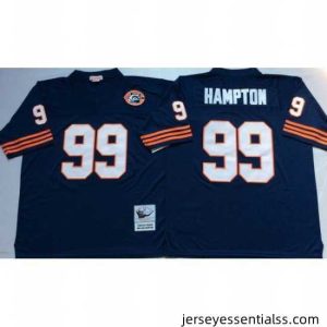 Chicago Bears 99 Dan Hampton Navy M&N Throwback Jersey