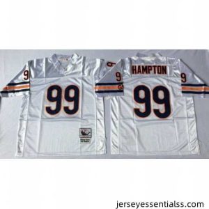 Chicago Bears 99 Dan Hampton White M&N Road Throwback Jersey