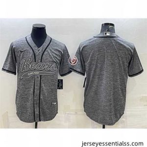 Chicago Bears Blank Grey With Patch Cool Base Stitched Baseball Jersey