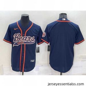 Chicago Bears Blank Navy Cool Base Stitched Baseball Jersey
